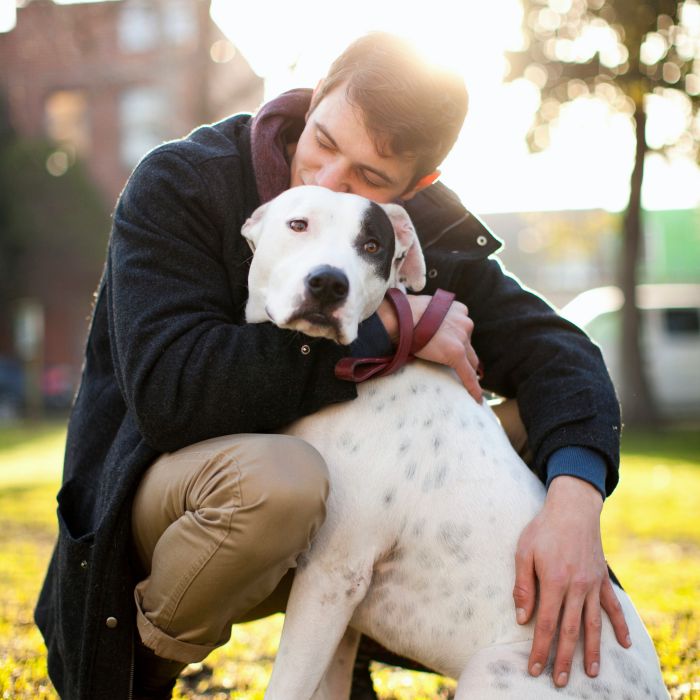 man hugging dog in park 2022 03 08 00 26 15 utc