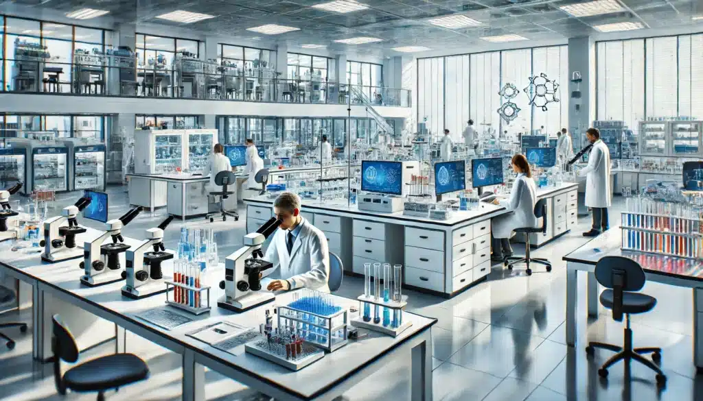 DALL·E 2024 06 13 14.30.28 A modern laboratory with advanced equipment and a clean organized environment. The lab should feature state of the art technology including microsco 1024x585